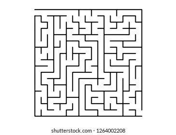 White vector texture with a black maze, game. Simple illustration with a maze on a white background. Pattern for leisure tasks, games.
