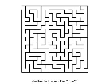 White vector texture with a black maze, game. Simple illustration with a maze on a white background. Pattern for educational magazines, books.