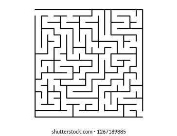 White vector texture with a black maze, game. Maze design in a simple style on a white background. Pattern for educational magazines, books.