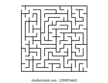 White vector texture with a black maze, game. Maze design in a simple style on a white background. Pattern for educational magazines, books.