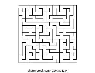 White vector texture with a black maze, game. Black and white maze in a simple style. Concept for making right choices.