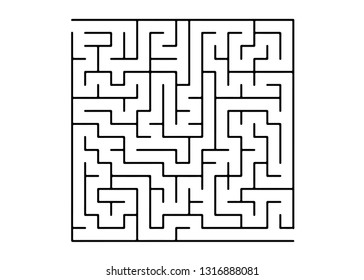 White vector texture with a black maze, game. Black and white maze in a simple style. Pattern for children books, magazines.