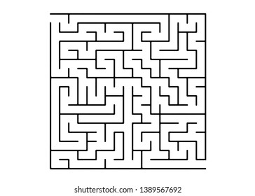 White vector texture with a black maze, game. Black and white maze in a simple style. Pattern for leisure tasks, games.