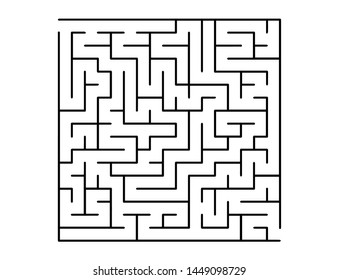 White vector texture with a black maze, game. Maze design in a simple style on a white background. Pattern for educational magazines, books.