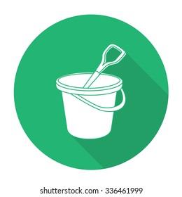 White vector tin on color circle background.