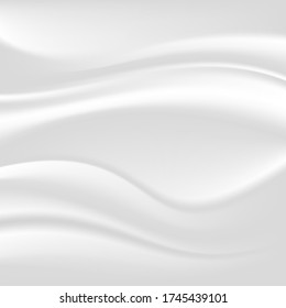 White vector wavy abstract background. Flowing milk or cream pattern for milk packages cover. Vector illustration desig