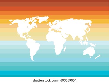 white vector world map silhouette isolated on bright mosaic tiles background