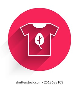 White Vegan shirt icon isolated White background. Red circle button. Vector