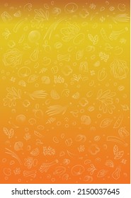 White vegetable line pattern on a yellow shade background