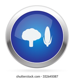 White Vegetables icon on blue web app button
