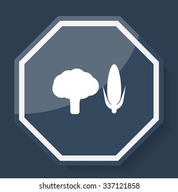 White Vegetables icon on plum blue web app button