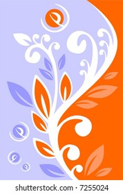 La vegetación blanca adornada con un fondo naranja y violeta.