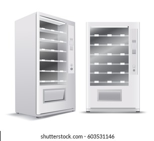 White Vending Machine on White Background : Vector Illustration