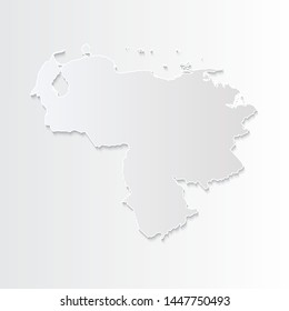 White Venezuela map-countries. Vector paper map of  Venezuelaon a gray background. Vector illustration.