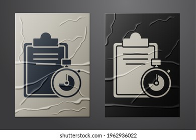 White Verification of delivery list clipboard icon isolated on crumpled paper background. Paper art style. Vector Illustration