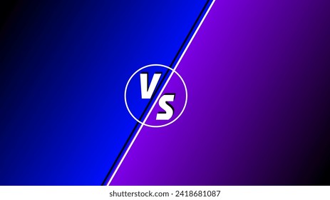 White versus text with circle over double text screen with dark blue and purple partition separating concepts for comparison presentation background.