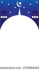 Fondo blanco de la Vertical con el gradiente azul y los ornamentos temáticos islámicos y área del espacio de la copia para el texto o el título