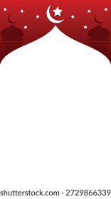 Fondo blanco de la Vertical con el gradiente rojo y los ornamentos temáticos islámicos y área del espacio de la copia para el texto o el título