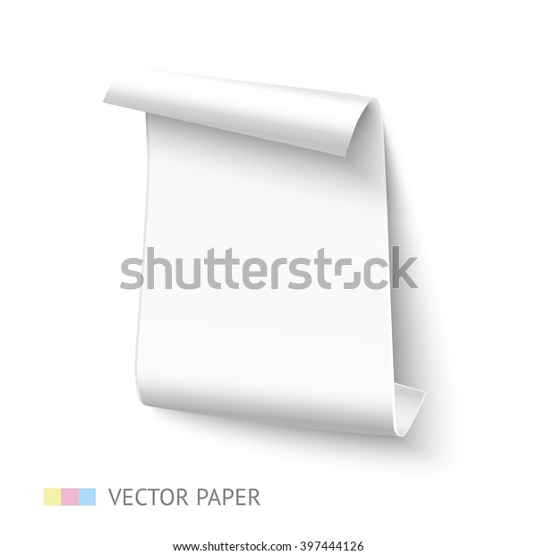 Banner De Papel Blanco Vertical Curvado Con Rollos Aislados En Fondo Blanco Plantilla De Cinta 6678