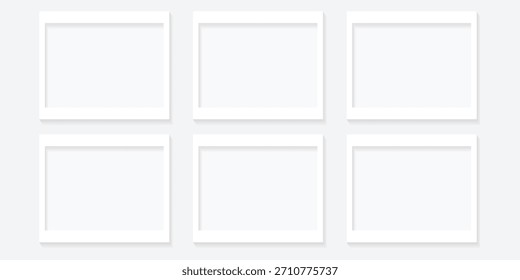 White vertical frame on a white wall. Modern 3D illustration.