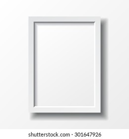 White vertical frame with realistic shadows. Vector illustration. 