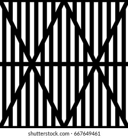 White vertical lines on black background. Seamless surface pattern design with linear ornament. Strokes wallpaper. Hash stroke motif. Digital paper with stripes for textile print. Striped vector.