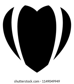 
White vertical lines on both sides of the heart, icon for heart design 

