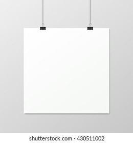 White vertical poster A4 on a rope.