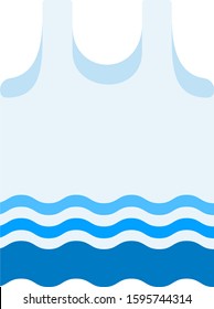 White vest with blue stripes vector flat icon isolated on white