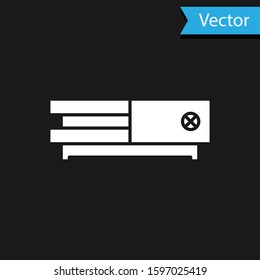 White Video game console icon isolated on black background.  Vector Illustration