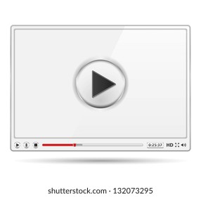 White video player template, vector eps10 illustration