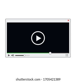 White video player template, vector eps10 illustration white background, play media