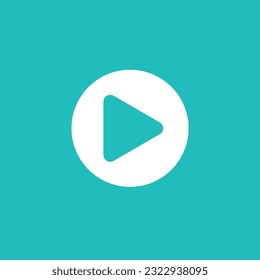 white video player vector flat icon on blue background.