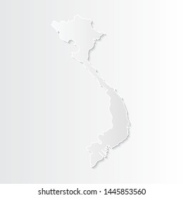 White Vietnam map-countries. Vector paper map of Vietnam on a gray background. Vector illustration.