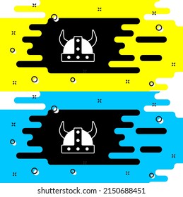 White Viking in horned helmet icon isolated on black background.  Vector