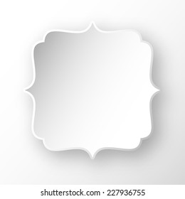 White vintage 3d paper frame with shadow.