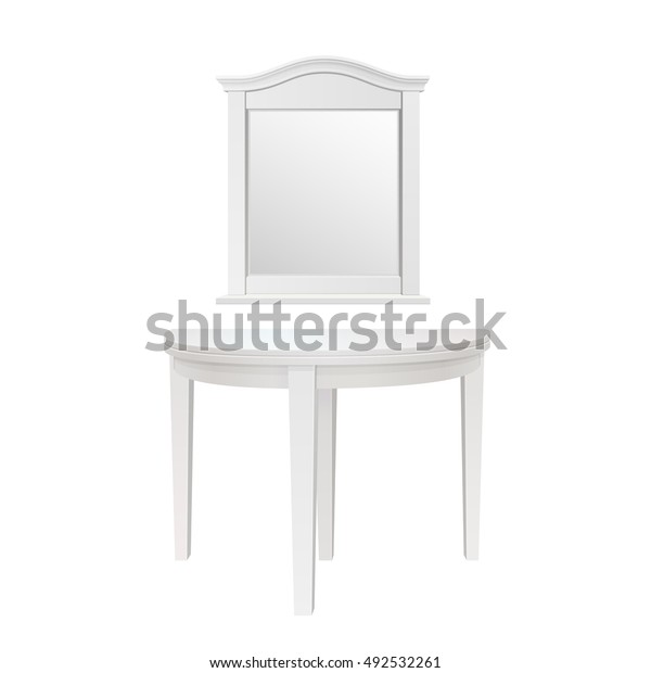 White Vintage Accent Wooden Console Half Stock Vector Royalty