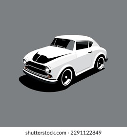 White vintage car vector illustration for your projects
