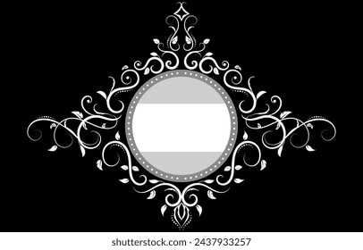 white vintage circle lines On black background for brands and logo making.