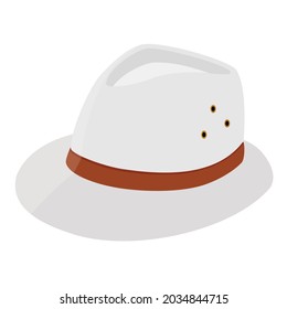 White vintage fedora noir hat isolated on white background. Isometric view. Vector