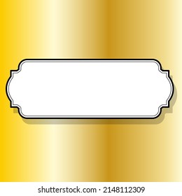 white vintage plaque on a gold background. vector illustration.