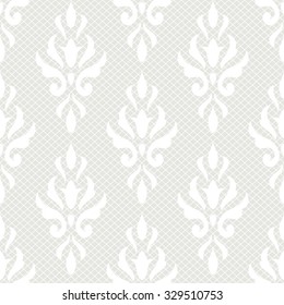 White vintage seamless grid lace for your decoration, can be used as wallpaper, fabrics, wedding cards background etc