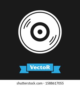 White Vinyl disk icon isolated on black background.  Vector Illustration