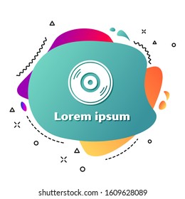 White Vinyl disk icon isolated on white background. Abstract banner with liquid shapes. Vector Illustration