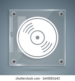 White Vinyl disk icon isolated on grey background. Square glass panels. Vector Illustration