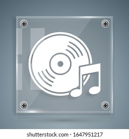 White Vinyl disk icon isolated on grey background. Square glass panels. Vector Illustration
