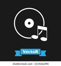 White Vinyl disk icon isolated on black background.  Vector