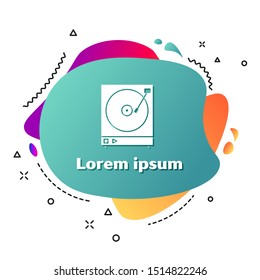 White Vinyl player with a vinyl disk icon isolated on white background. Abstract banner with liquid shapes. Vector Illustration