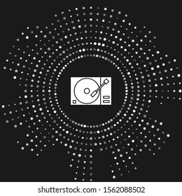 White Vinyl player with a vinyl disk icon isolated on grey background. Abstract circle random dots. Vector Illustration