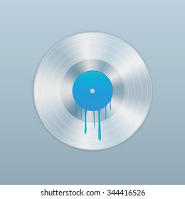 White vinyl record. Paint